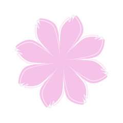 Doodle flower leaf line decoration boho simple inspired by malva sylvestris and sakura that can be used for sticker, book, scrapbook, icon, decorative, e.t.c with aesthetic pink colorful color