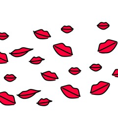 mouth red lips pattern, illustration  beauty make upp kiss 