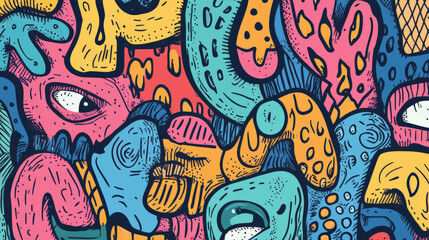 An engaging doodle art header filled with a variety of whimsical shapes and textured patterns, in a bright and cheerful color palette.