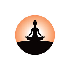 meditation yoga silhouette vector logo design template icon clipart