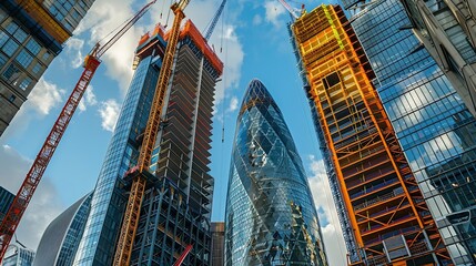 Obraz premium Modern skyscraper under construction in the City of London : Generative AI
