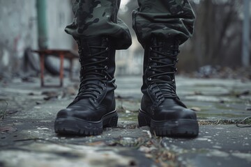 Military Boots Close Up