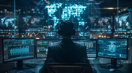 Cybersecurity Center with Holographic Interfaces and Intense Data Monitoring