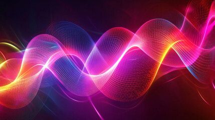 Dynamic abstract background featuring a spiral sound wave rhythm line in vibrant neon colors, creating a visually striking and energetic scene.