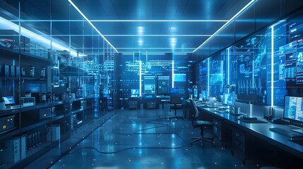 Advanced Pharmaceutical Research Lab with Futuristic Equipment and Digital Interfaces for Drug Development