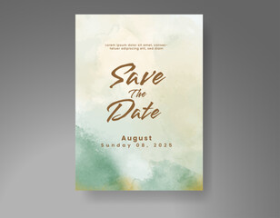 Wedding invitation with Abstract splashed watercolor background