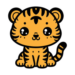Cute Tiger Cartoon Vector Icon Illustration