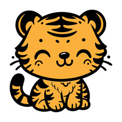 Cute Tiger Cartoon Vector Icon Illustration