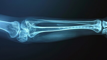 Intricate X-Ray Image of a Human Elbow Joint Highlighting Bone Structure and Details. Concept of Human Anatomy, Medical Analysis, Skeletal Study, Orthopedic Examination