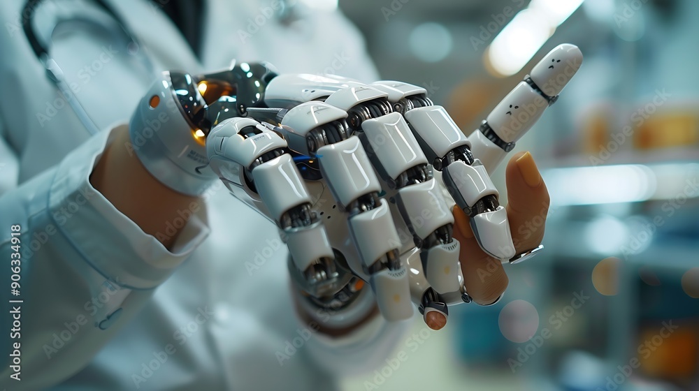 Poster Medical worker using technology smart robot AIConcept of healthcare and medical AI technology services and advance of technology Artificial Intelligence for future healthcare : Generative AI