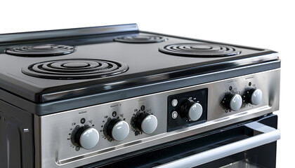 Fototapeta premium Modern Electric Stove with Four Burners and Oven Isolated on white background