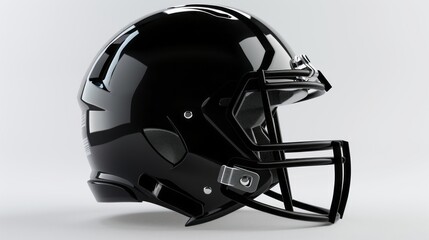 Fototapeta premium Black football helmet on white background - professional sports equipment for american football, protective gear for athletes, ideal for team uniform designs, sports marketing, and athletic training v