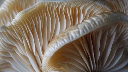 Intricate Mushroom Gills and Stem Macro Close-Up for Botanical Backgrounds
