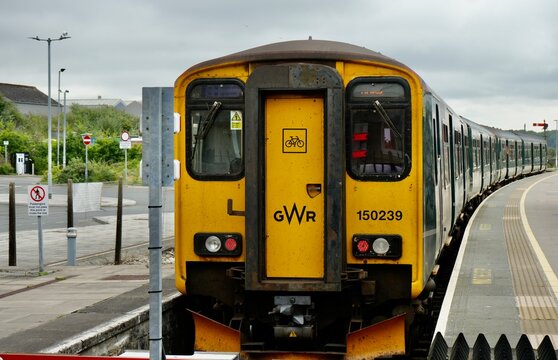 Class 150-2 GWR 150239 train at St Erth station. Built 1986-7. St Erth, Hayle, England,UK. July 19, 2024. 