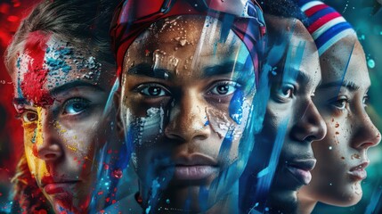 Creative collage of sports icons with Paris theme, Paris, sports collage