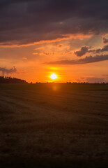 sunrise, sundown, field, czech republic