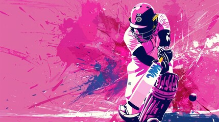 Vibrant t20 2024 cricket poster design with pink and grey abstract background, dynamic vector illustration ideal for cricket event promotions and sports-themed advertising