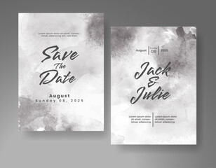 Wedding invitation with Abstract splashed watercolor background