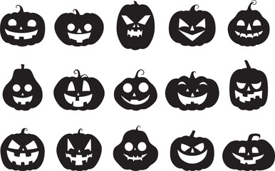 Halloween pumpkin set, Scary Pumpkin Face Vector Bundle, Pumpkin Face Clipart, Funny Eyes Mouth Vector, Black Pumpkin Face, Halloween face EPS, Scary Faces