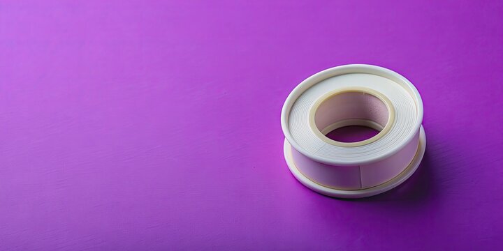 Thread seal tape isolated on purple background, plumber's tape, plumbing, repair, waterproof, PVC, seal, leak-proof