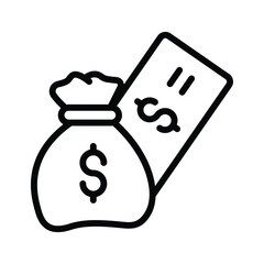 Use the money sack icon for financial transactions and savings representation