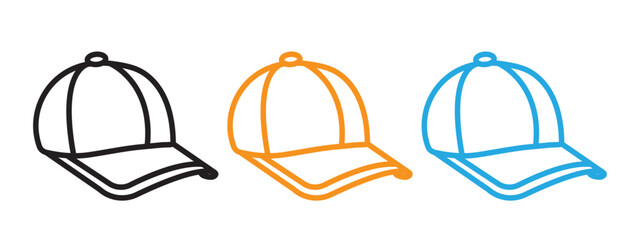 Cap icon Flat vector set outline