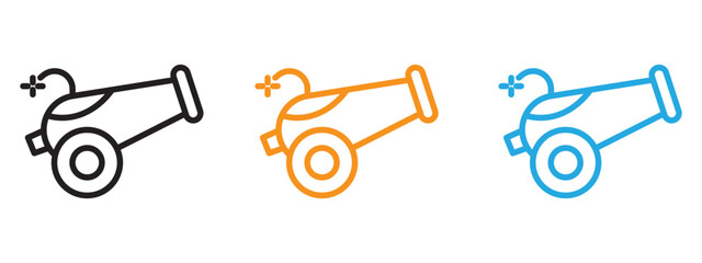 Cannon icon Flat vector set outline