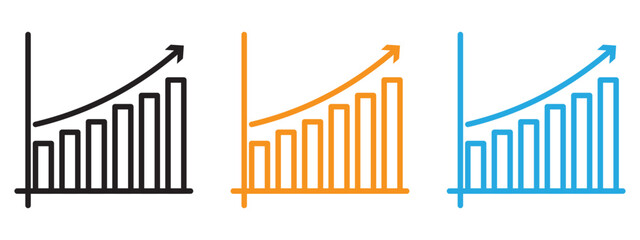 Graph icon Flat vector set outline