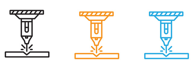 Laser machine icon Flat vector set outline