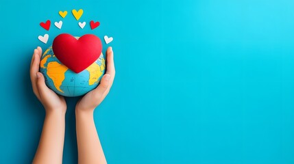 Global Unity: World Humanitarian Day Community Support - Flat Design Illustration with Copy Space for Text