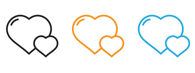 love icon Flat vector set outline
