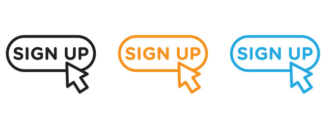 Signup icon Flat vector set outline