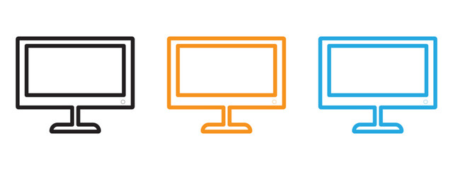 TV icon Flat vector set outline