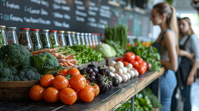 Lively nutrition class where participants use augmented reality to learn about the benefits of a balanced diet and healthy eating habits