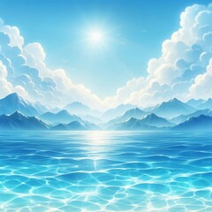 Background illustration of clear blue water surface on a summer day
