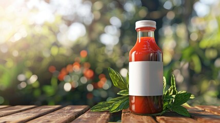 Glass Bottle of Tomato Juice Mockup
