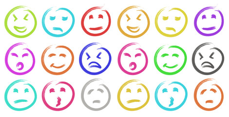 Different emotional emoticons. Emoticons Set of bright abstract textured emoticons.