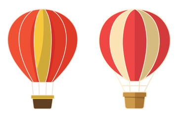Colorful hot air balloon vector isolated illustration striped pattern.
