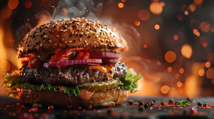 Social media template of burger : Generative AI