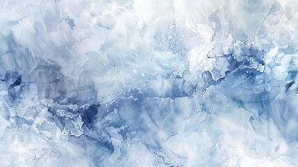 Obraz premium Watercolor Illustration of Ice Texture Viewed from Above with Abstract Blue and White Patterns. Concept of Winter, Cold, Frozen, and Nature Aesthetic. Winter background. Banner