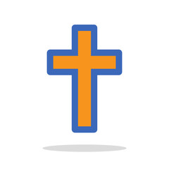 Christian cross icon. Simple colored icon of a christian cross symbolizing faith and religious beliefs. Vector illustration