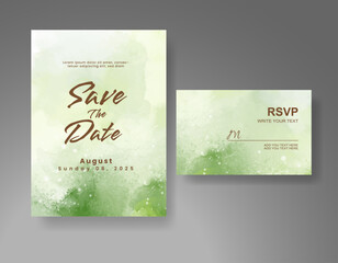 Wedding invitation with Abstract splashed watercolor background