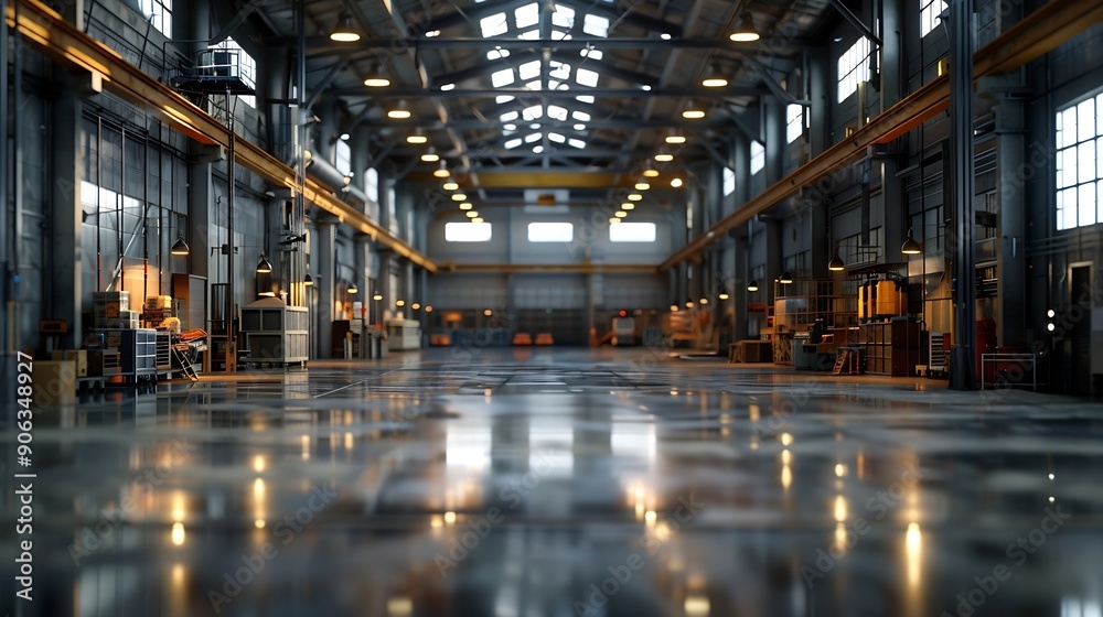 Aufkleber Large factory workshop space building : Generative AI
