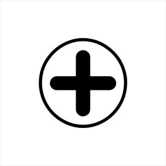 Obraz premium Black plus with circle silhouette vector illustration on white background