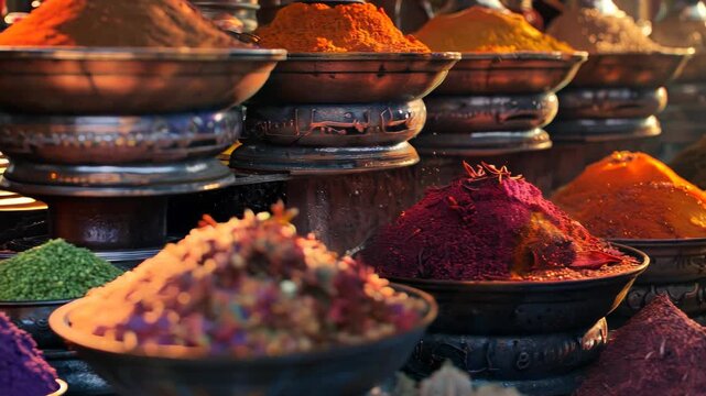 Aromatic Spices in a Middle Eastern Market