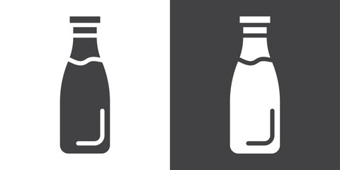 Milk bottle icon Thin line illustration set