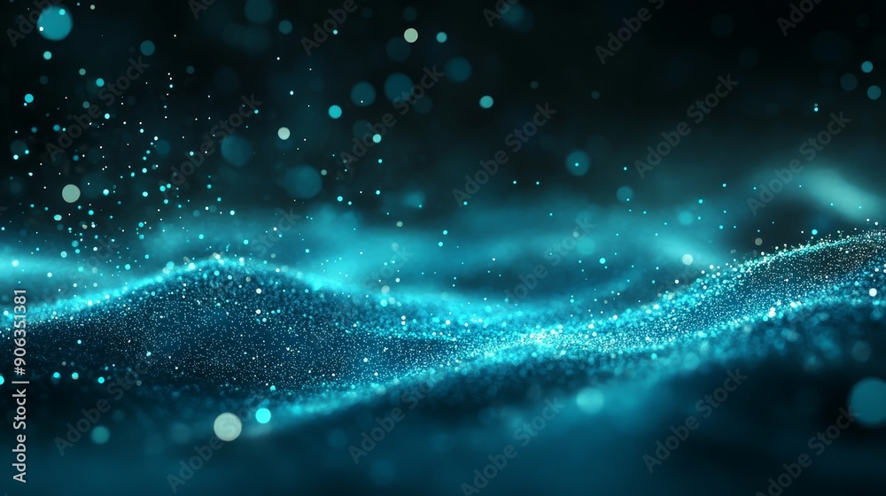 Poster visualization of big data over a digital background. analytics representation. wave of particles. re