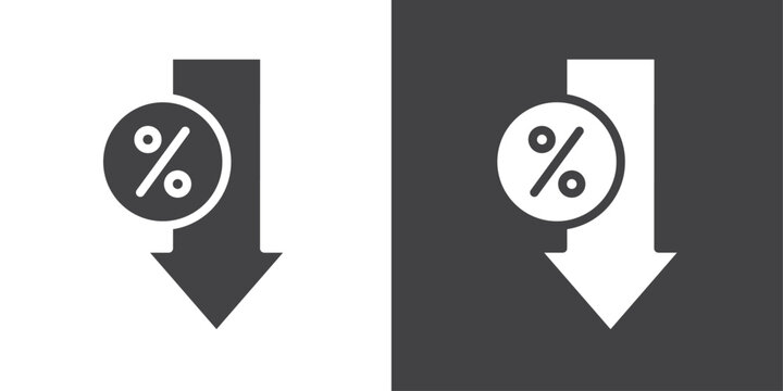 Percent down icon Thin line illustration set