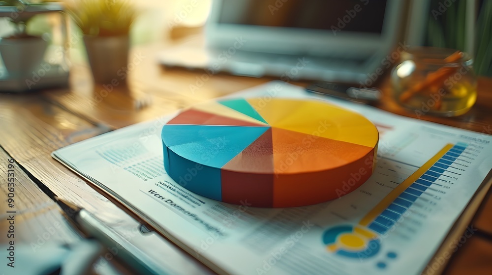 Poster animated pie chart displaying insurance premium breakdowns with clear and informative design