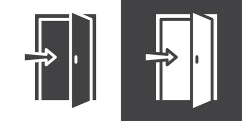 Entrance door icon Thin line illustration set